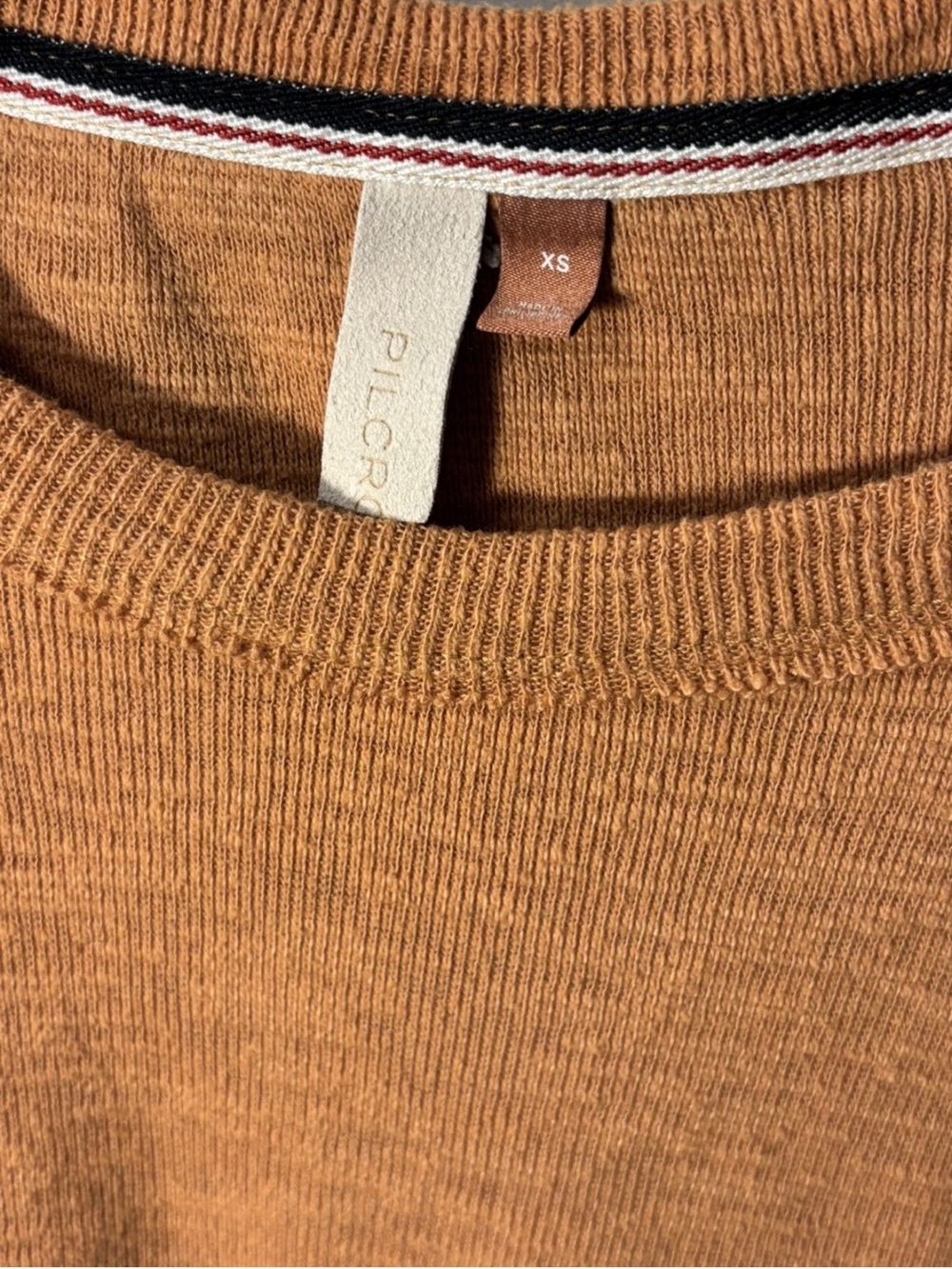 Pilcro Anthropologie Diana Ruffled Raglan Sweater Top Burnt Orange XS - Picture 4 of 4
